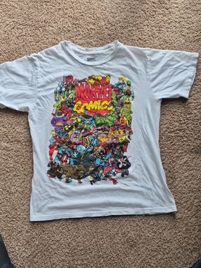 Marvel Multicolor Superhero Collage kids Tee - White (Sz Small)